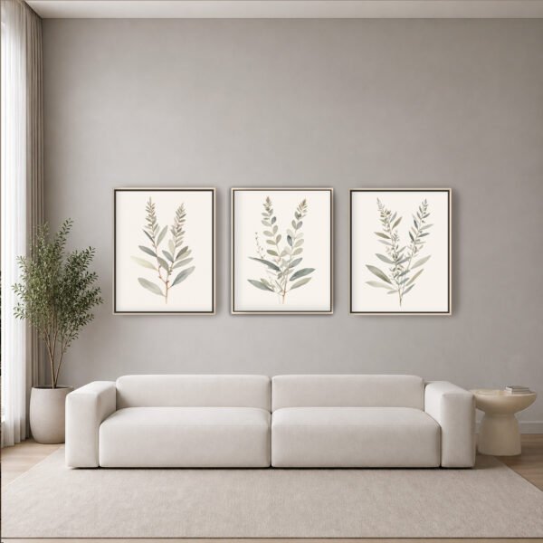 Tranquil Botanical canvas wall art set in natural floating frames Tranquil Botanical canvas wall art set in natural floating frames