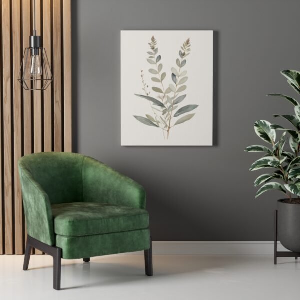 Tranquil Botanical center design canvas wall art with green chair Tranquil Botanical center design canvas wall art with green chair