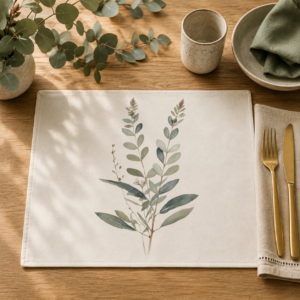 Tranquil Botanical placemat setting on table