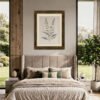 Tranquil Botanical wall art with espresso gold frame in bedroom Tranquil Botanical wall art with espresso gold frame in bedroom