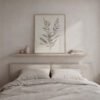 Tranquil Botanical wall art with natural frame in bedroom Tranquil Botanical wall art with natural frame in bedroom