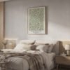 Willow Bough poster in natural frame above bed