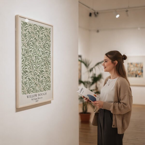 Willow Bough poster with natural frame in museum