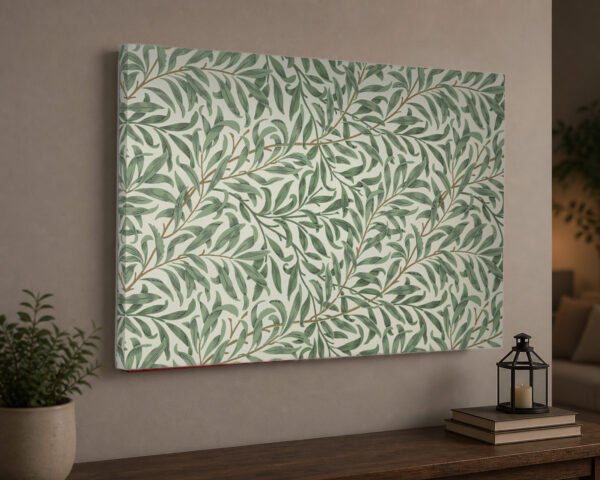 Willow Bough unframed canvas wall art side view above a table