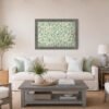 Willow Bough with driftwood gray frame above couch in living room