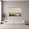 Earthy abstract landscape canvas wall art with natural floating frame