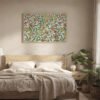 Fruit canvas wall art in natural frame above bedroom