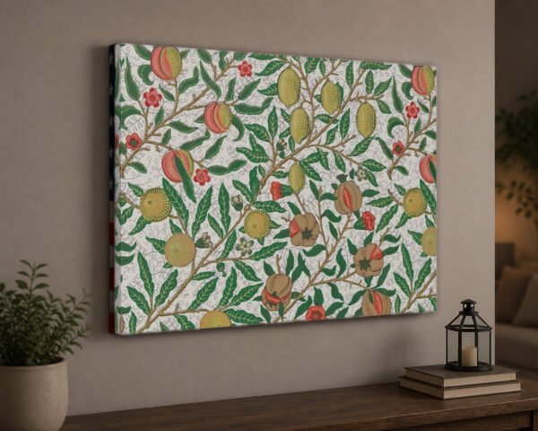 Fruit unframed canvas wall art above entry table