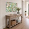 Fruit unframed canvas wall art in entryway above table