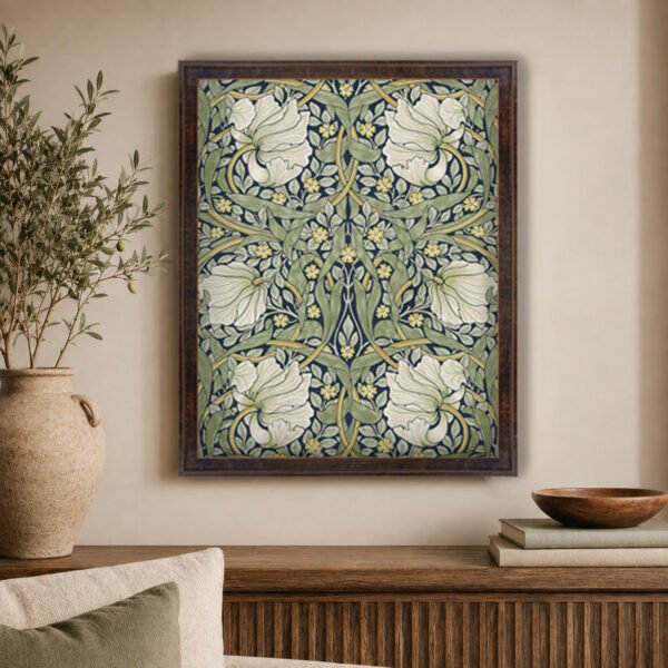 Pimpernel canvas wall art in espresso black frame above table
