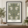 Pimpernel fine art giclee print in black frame above wood table Pimpernel fine art giclee print in black frame above wood table