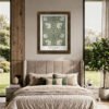 Pimpernel fine art print in espresso gold frame above bed in bedroom Pimpernel fine art print in espresso gold frame above bed in bedroom