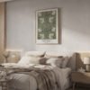 Pimpernel poster art print in natural frame above bed Pimpernel poster art print in natural frame above bed